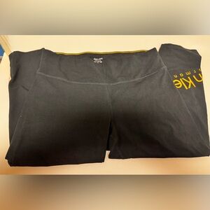 Calvin Klein Leggings Woman 3X Black Yellow Logo Performance Capris Yoga Run